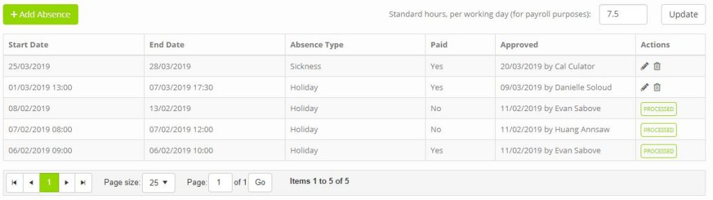 Employees : Holidays & Absences Tab - Quoox Knowledge Base