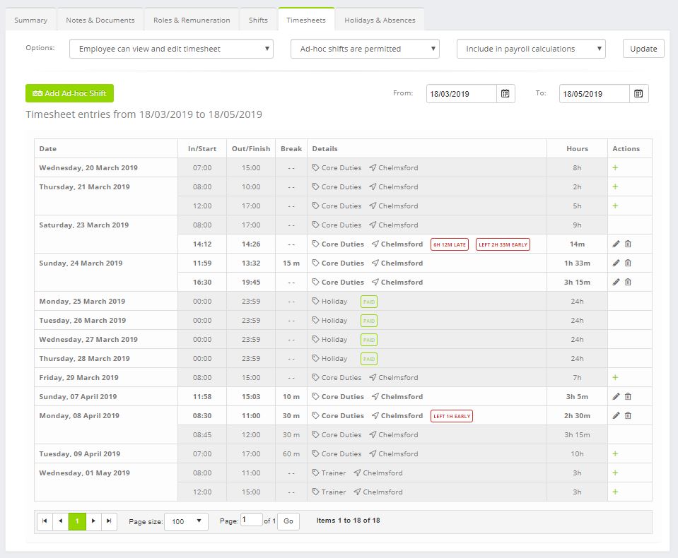 Employees : Timesheets Tab - Quoox Knowledge Base