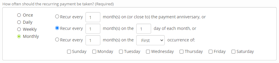 Monthly 1st payment