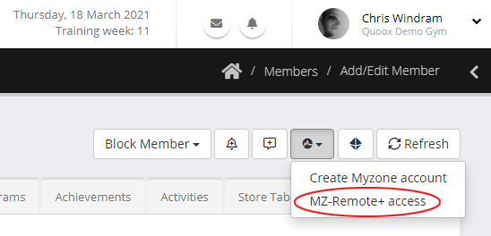 MZ-Remote+ member menu option