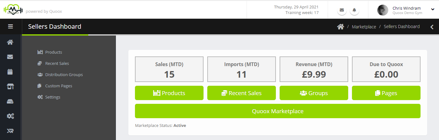 Marketplace sellers dashboard